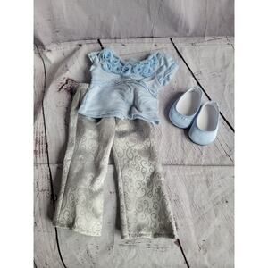 American Girl 2010 Recital Outfit Blue Blouse with Rosettes Shirt ,pants, Shoes